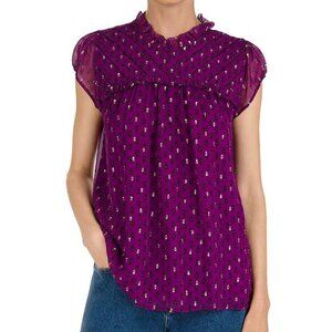 ba&sh Coco Metallic Dot Blouse – Purple – Size M